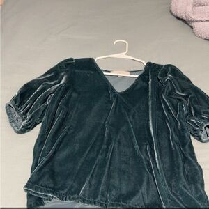 LOFT Deep Green Velvet Blouse